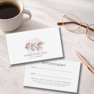Minimalist Life Coach Botanical Appointment Business Card