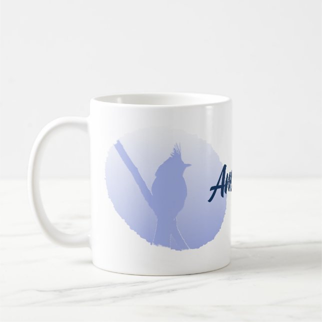 Minimalist Light Blue Bird Silhouette Coffee Mug (Left)