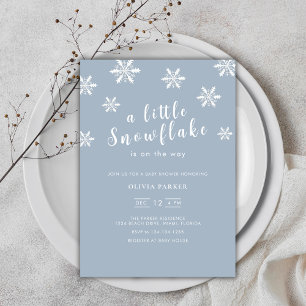 Minimalist Light Blue Blue Winter Baby Shower Invitation