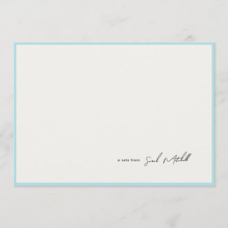 Minimalist Light Blue Border Personalized Script Card