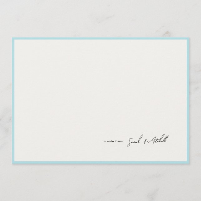 Minimalist Light Blue Border Personalized Script Card (Front)