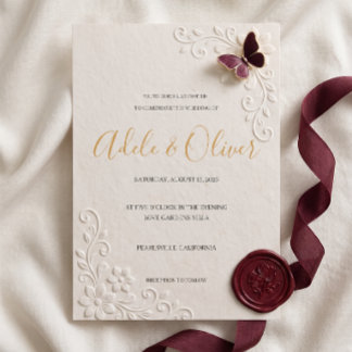 Minimalist Light Blue Butterfly Wedding Invitation