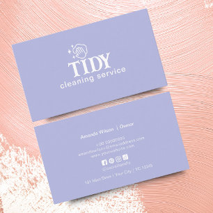 Minimalist Light Blue Cleaning Service Custom Business Card