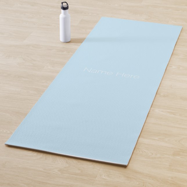Minimalist light blue custom name monogram yoga mat (In Situ)