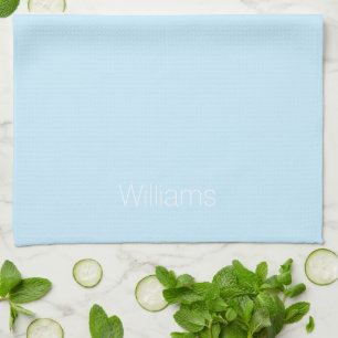 Minimalist light blue custom name text monogram tea towel
