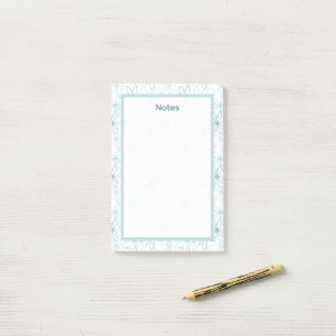 Minimalist Light Blue Floral Pattern Border Notes