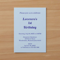 Minimalist Light Blue Kids Birthday Invitation