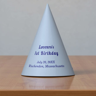 Minimalist Light Blue Kids Birthday Party Hat