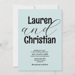 Minimalist Light Blue Scripture Wedding Invitation