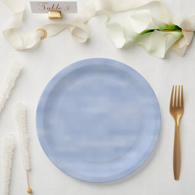 Minimalist light blue sky abstract pattern cute paper plate (Wedding)
