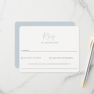 Minimalist Light Blue Wedding RSVP  Card
