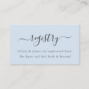 Minimalist Light Blue Wedding Shower Gift Registry Enclosure Card