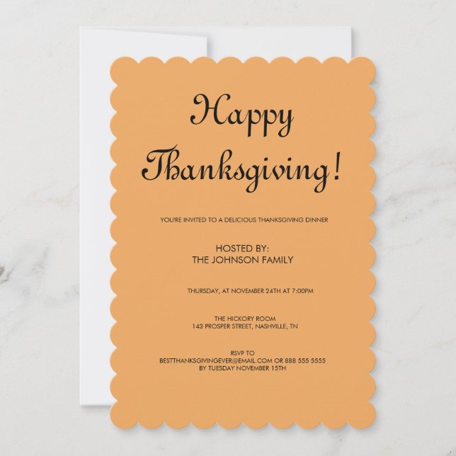 Minimalist Light Brown Thanksgiving Dinner Invitation (Front)