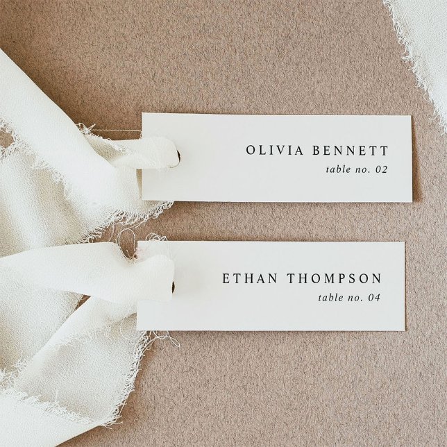 Minimalist Light Cream Wedding Name Place Cards (Creator Uploaded)