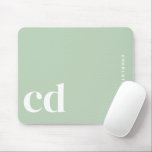 Minimalist Light Green Monogram Name Mouse Pad<br><div class="desc">A perfect blend of functionality and style. These mouse pads personalised with your initials add a unique touch to any study room decor, especially for students seeking a Korean-inspired aesthetic. Ideal for enhancing your study desk decor and organisation, this mouse pad is an essential part of desk organisation and study...</div>