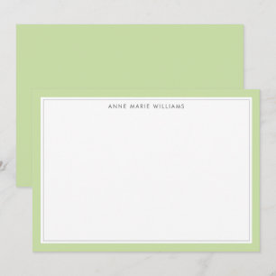 Minimalist Light Green Two Border Name Note Card