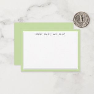 Minimalist Light Green Two Border Name Note Card