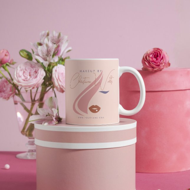 Minimalist Light Peach Pink Makeup Artist Girly Coffee Mug (Creator Uploaded)