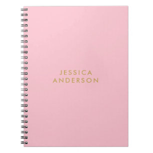 Minimalist Light Pink And Gold   Name Notebook