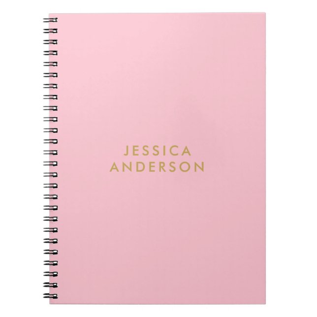 Minimalist Light Pink And Gold | Name Notebook (Front)