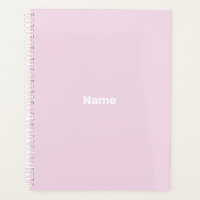 Minimalist light pink custom name monogram year planner (Front)