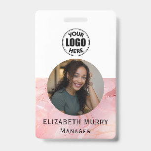 Minimalist Light Pink Marble Employee ID Badge