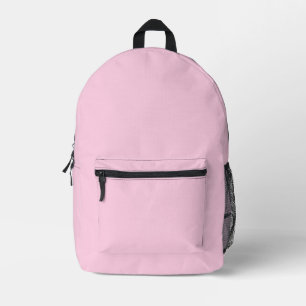 Minimalist light pink plain solid colour girly printed backpack