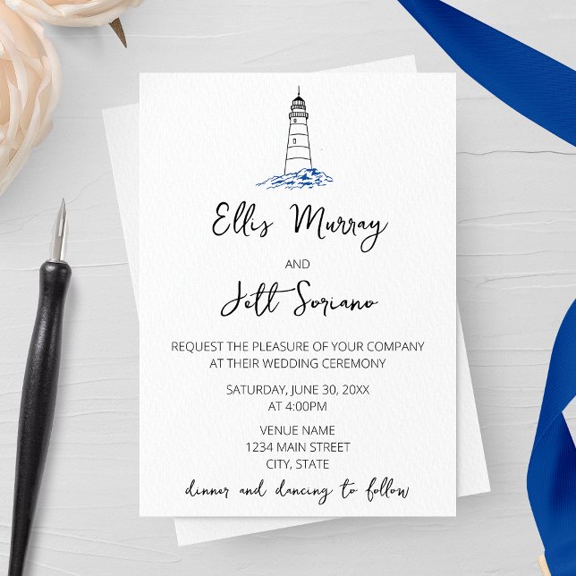 Minimalist Lighthouse Wedding Invitation (Creator Uploaded)