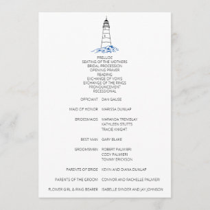 Minimalist Lighthouse Wedding Program Programme