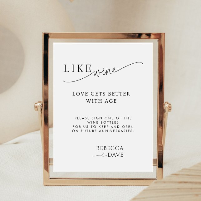Minimalist Like Wine Love Gets Better With Age Pedestal Sign (Creator Uploaded)