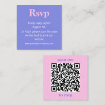 Minimalist Lilac Blue and Pink Wedding RSVP