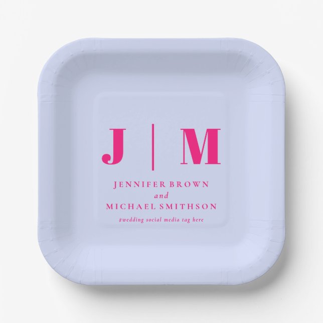 Minimalist Lilac Pink Simple Eating Wedding Paper Plate (Front)