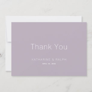 Minimalist Lilac Purple Wedding Thank You Card