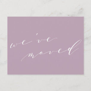Minimalist Lilac Script We Moved New Home Moving Postcard