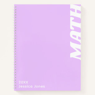 Minimalist Lilac Vertical Text School Subject Notebook