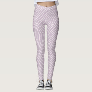Minimalist Lilac Wavy Line Print Gym Leggings