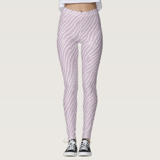 Minimalist Lilac Wavy Line Print Gym Leggings