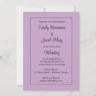 Minimalist Lilac Wedding Invitation