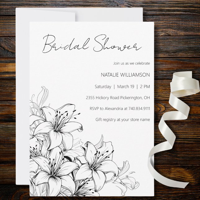 Minimalist Lilies Bridal Shower Invitation (Creator Uploaded)