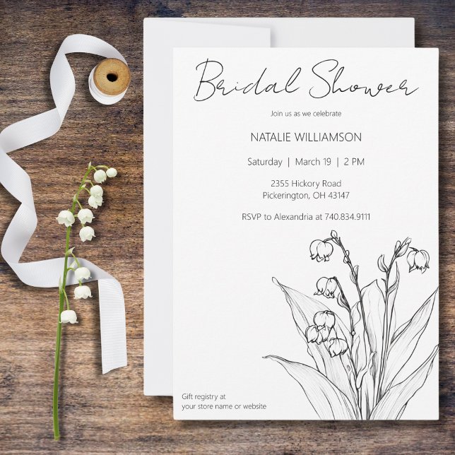 Minimalist Lily of the Valley Bridal Shower  Invitation (Creator Uploaded)