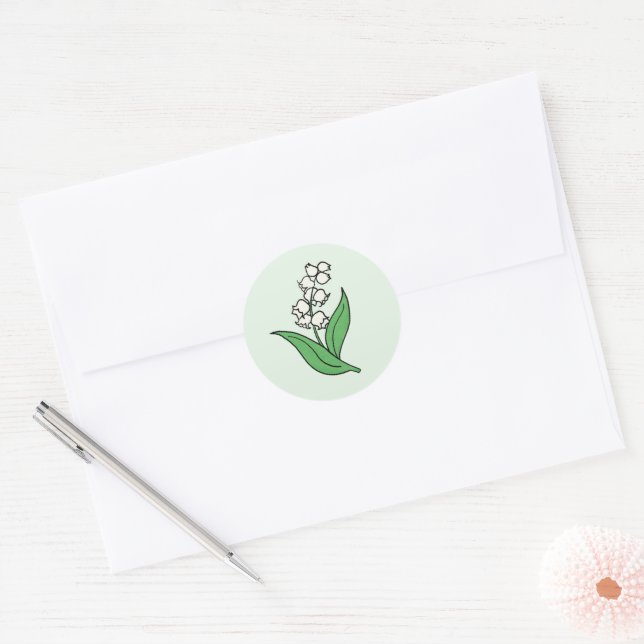 Minimalist Lily of the Valley Wedding  Classic Round Sticker (Envelope)