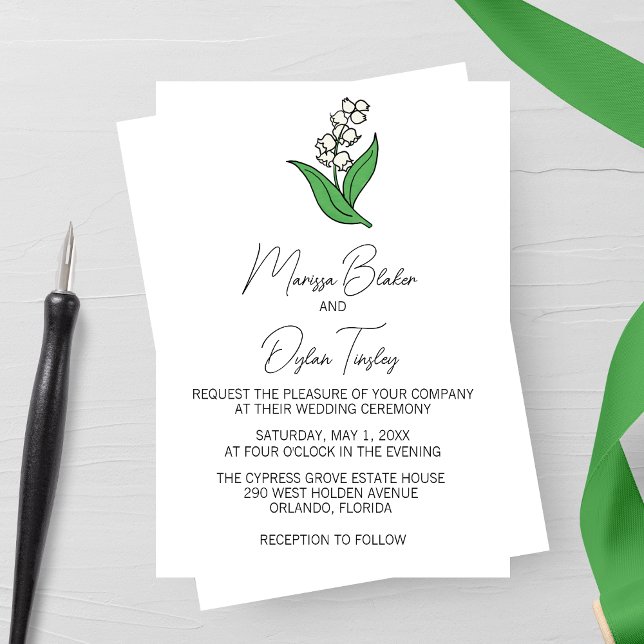 Minimalist Lily of the Valley Wedding Invitation (Creator Uploaded)