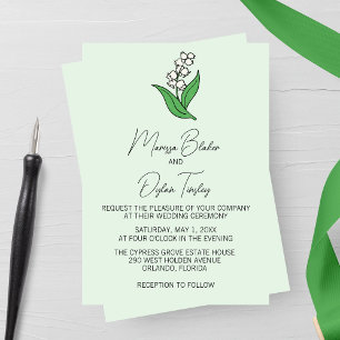 Minimalist Lily of the Valley Wedding  Invitation