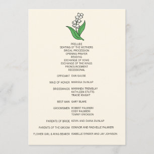 Minimalist Lily of the Valley Wedding Program Programme
