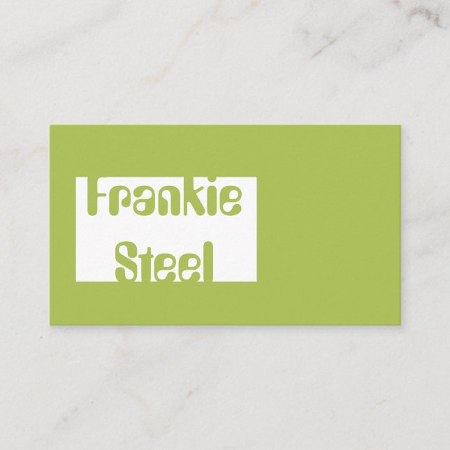 Minimalist lime and white business card (Front)