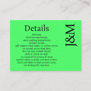 Minimalist Lime Green Enclosure Details Card