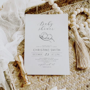 Minimalist Line Art Baby Shower Invitation