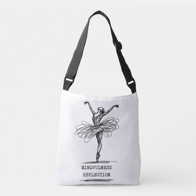 Minimalist Line Art Ballerina Dance Design Crossbody Bag (Front)
