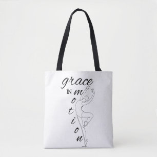 Minimalist line art ballerina & dance quote tote bag