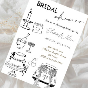 Minimalist Line Art Bridal Shower Party Invitation